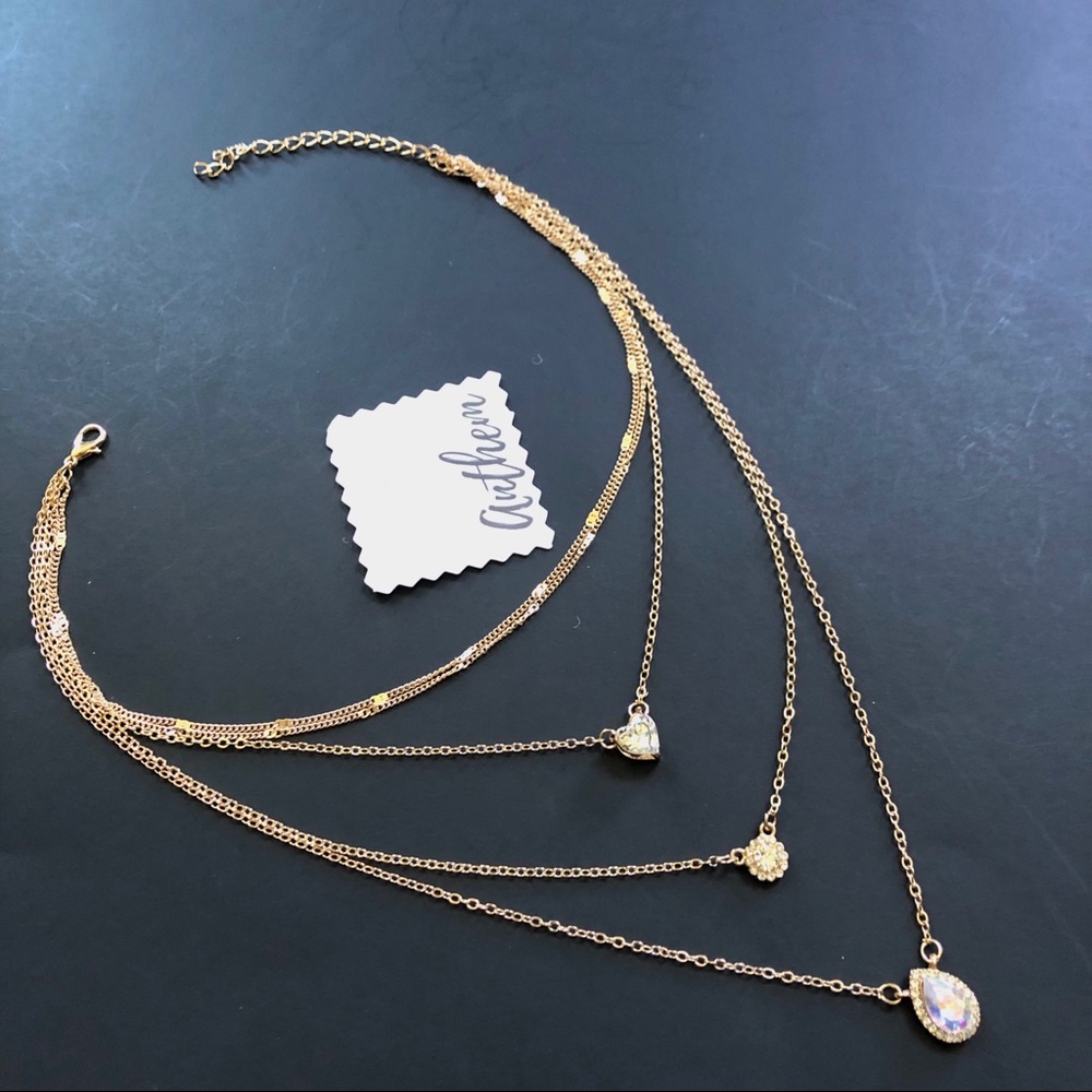3/$25⚡️heart teardrop multilayer necklace - Picture 3 of 7